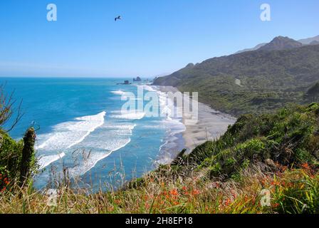 Twelve Mile Beach and Motukiekie Rocks, Near Greymouth, West Coast, South Island, New Zealand