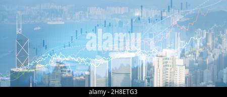 Smart city and stats concept with growing digital graphs and diagram on ...