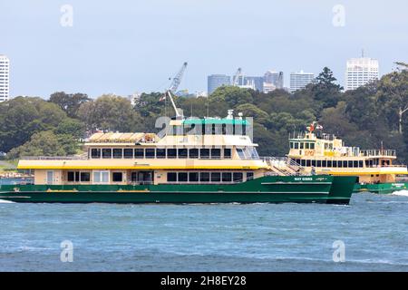 Sydney emerald class passenger ferry named May Gibbs operating on Sydney harbour,NSW,Australia Stock Photo