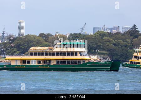 Sydney emerald class passenger ferry named MV May Gibbs operating on Sydney harbour,NSW,Australia Stock Photo