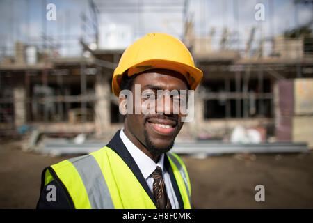 Portrait confident architect at construction site Stock Photo