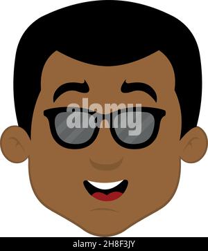 Vector illustration of the face of a cartoon man with sunglasses Stock Vector