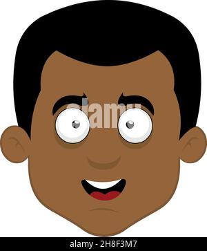 Vector illustration of a cartoon man's face with a happy expression Stock Vector