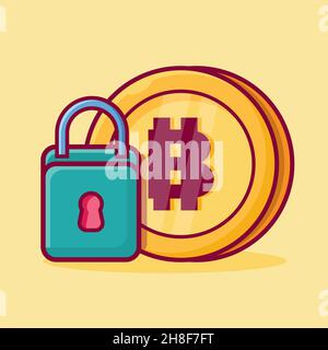 bitcoin encryption concept symbol isolated vector illustration in flat style Stock Vector