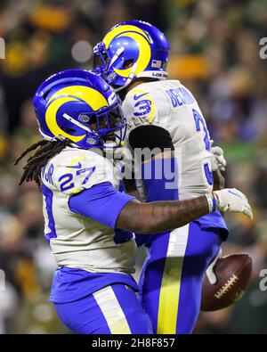 Los Angeles Rams running back Darrell Henderson Jr., center, scores a  rushing touchdown during the second half of an NFL football game against  the Arizona Cardinals Sunday, Nov. 13, 2022, in Inglewood