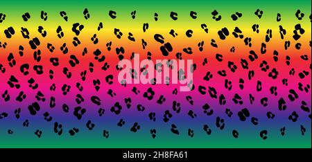 Leopard seamless rainbow pattern. Leopard pattern design in rainbow colors. Seamless ocelot pattern for wallpaper, wrapping pape, textile. Stock Vector