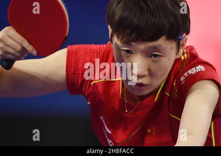 Houston, USA. 29th Nov, 2021. Wand Manyu (CHN) Table Tennis : 2021 World Table Tennis Championships Women's singles Final match at George R. Brown Convention Center in Houston, USA . Credit: Itaru Chiba/AFLO/Alamy Live News Stock Photo