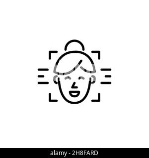 Face recognition artificial intelligence technology. Automatic authorization and id verification. Pixel perfect, editable stroke icon Stock Vector