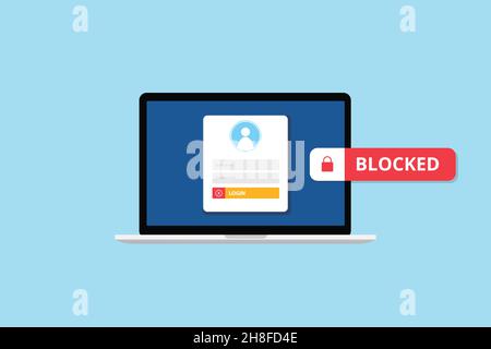 blocked account concept with login or sign in problem on laptop form field with modern flat style vector illustration Stock Photo