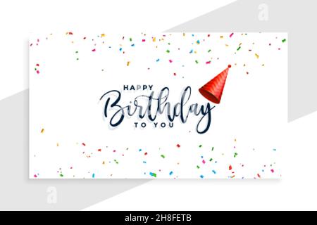 happy birthday cap with confetti background Stock Vector