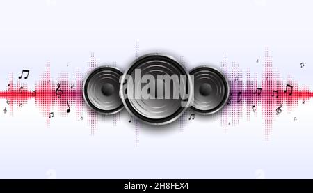 music speaker with wave equalizer frequency background Stock Vector