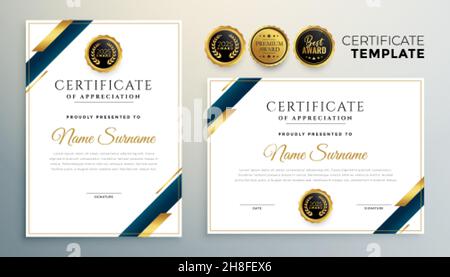 premium certificate template with golden geometric shapes Stock Vector