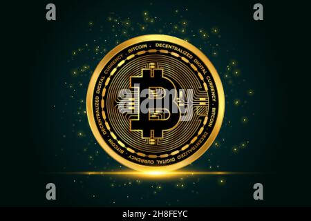 cryptocurrency bitcoin golden coin background Stock Vector
