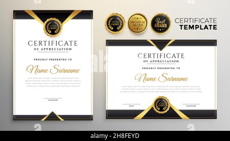 black and gold premium multipurpose certificate template Stock Vector