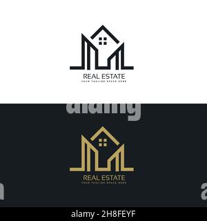 mono line house logo design for real estate company Stock Vector