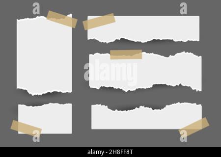 set of torn ripped paper sheets with sticker Stock Vector