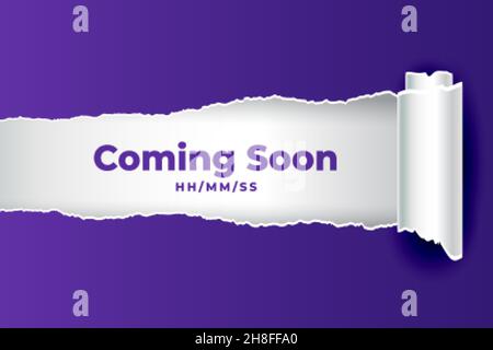 abstract coming soon background in torn paper style Stock Vector