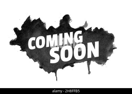 abstract grunge style coming soon background with black splatter Stock Vector