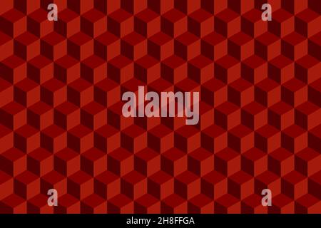 Red geometric 3d cubes pattern. Abstract background. Stock Vector