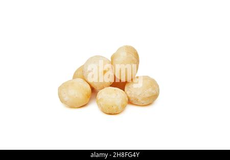 Macadamia nuts isolated on a white background Stock Photo