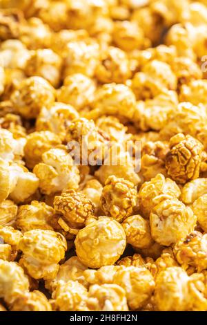 A lots of sweet caramel popcorn. Stock Photo
