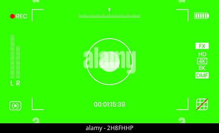 Green colored chroma key camera rec frame viewfinder overlay background screen flat style design vector illustration. Stock Vector
