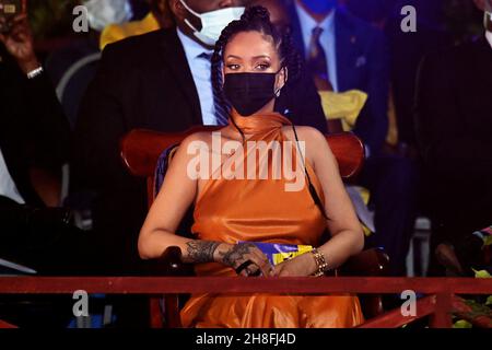 Singer Rihanna looks on at the Presidential Inauguration Ceremony to mark the birth of a new republic in Barbados, Bridgetown, Barbados. Picture date: Tuesday November 30, 2021. Stock Photo