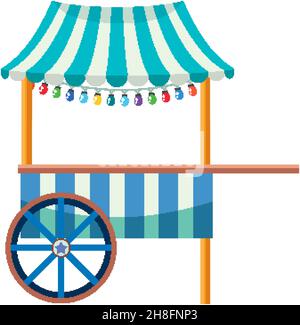 Amusement park trolley with striped roof  illustration Stock Vector