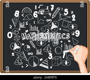 Hand writing math formula on blackboard illustration Stock Vector