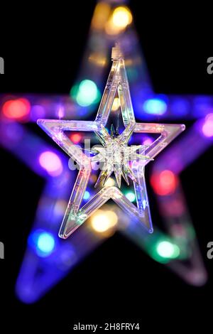 Start shaped Christmas light decoration Stock Photo