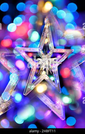 Start shaped Christmas light decoration Stock Photo