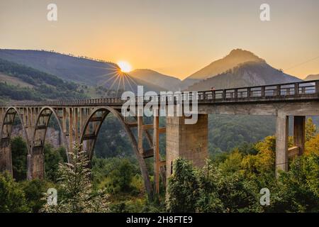 Bridge  over the Tara River Canyon  in northern Montenegro. Stock Photo