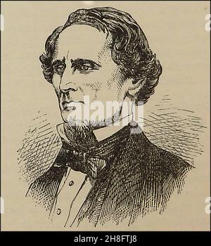 An early portrait of Jefferson Davis (1808-1889) President of the Confederate States during the American Civil War.  He was taken prisoner after the fall of Richmond and was imprisoned for two year in Fort / Fortress Monroe. then freed in 1868 during the general amnesty. Stock Photo