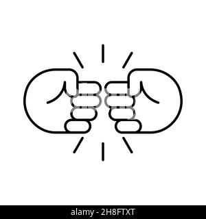 Fist bump line icon. Bro fist bump or power five pound outline style for apps and websites. Hand brother respect, impact, and handshake. Vector illust Stock Vector