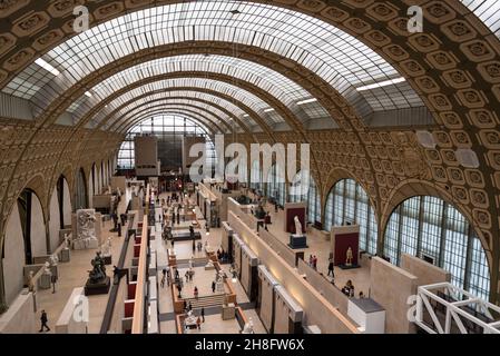 Main hall of famous museum d'Orsay in Paris, France Stock Photo