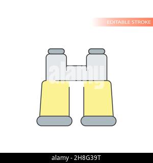 Binoculars line vector icon. Outline binocular symbol with colorful fill, editable stroke. Stock Vector