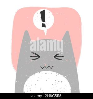 Cute Cat With Anime Emotion And Speech Babble Saying Hello Hand Drawn  Vector Illustration Of Kitty In Flat Cartoon Design Cute Childish Clip Art  With Kitten Isolated On White Background Stock Illustration 