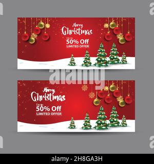 merry Christmas sale banner. vector illustration design Stock Vector