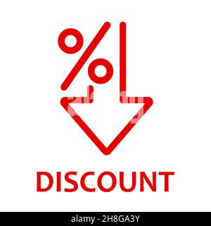 Percent down line icon. Discount. isolated on white background. Vector illustration. Stock Vector