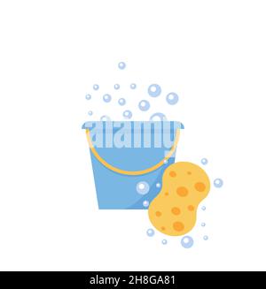Assorted cleaning items set. Cleaning accessories flat style. Eps 10 Stock Vector