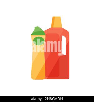 Assorted cleaning items set. Cleaning accessories flat style. Eps 10 Stock Vector