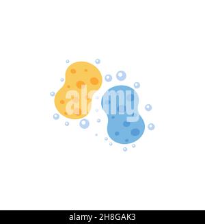 Washcloths cleaning items set. Cleaning accessories flat style. Eps 10 Stock Vector