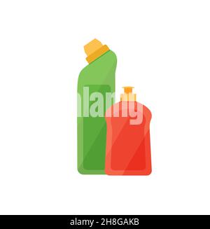 Assorted cleaning items set. Cleaning accessories flat style. Eps 10 Stock Vector