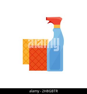Assorted cleaning items set. Cleaning accessories flat style. Eps 10 Stock Vector