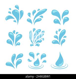 Water drops, tears, rain cartoon style. Isolated aqua vector icons EPS 10 Stock Vector