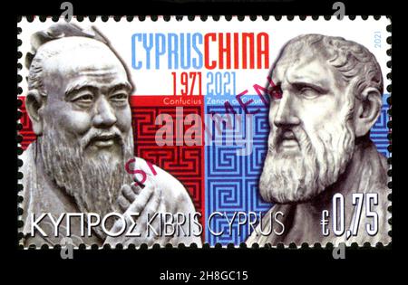 Stamp print in Cyprus,2021 Stock Photo