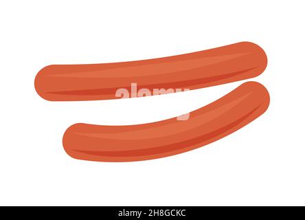 Sausages of Beef, pork, Cartoon style realistic vector illustration icons isolated on white background EPS 10 Stock Vector