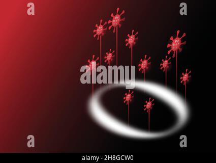 Isometric illustration of omicron covid-19 variant or B.1.1.529, variant of concern and letter of omicron in Greek alphabet. Stock Vector