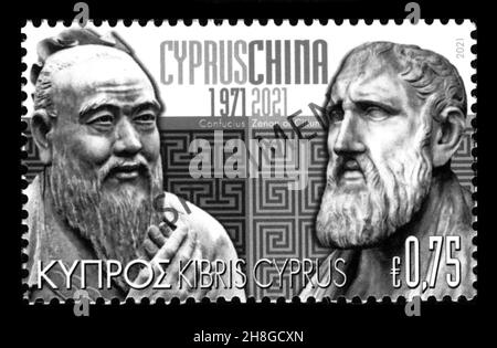 Stamp print in Cyprus,2021 Stock Photo