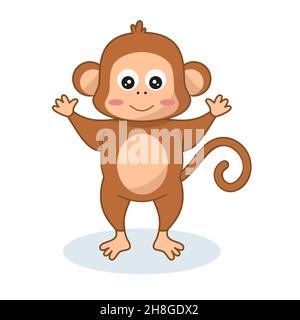 Vector illustration of cute monkey cartoon style Stock Vector